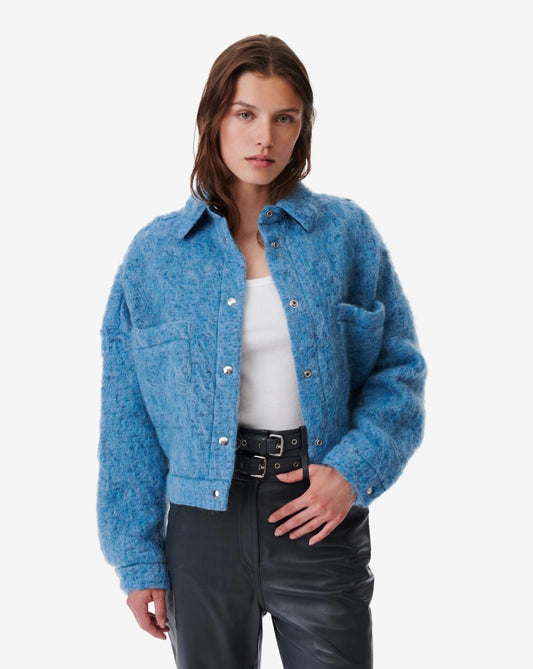 Veste en laine bouillie bleu jeans